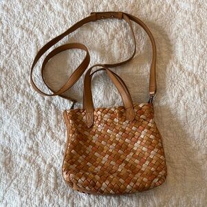 Madewell Woven Tan Leather Shoulder Bag